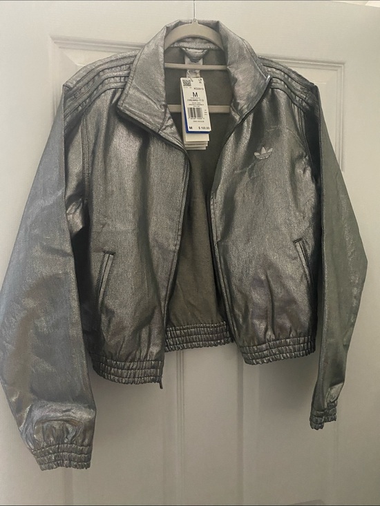 adidas Jackets & Blazers - adidas Metallic Silver Bomber Jacket - Women's